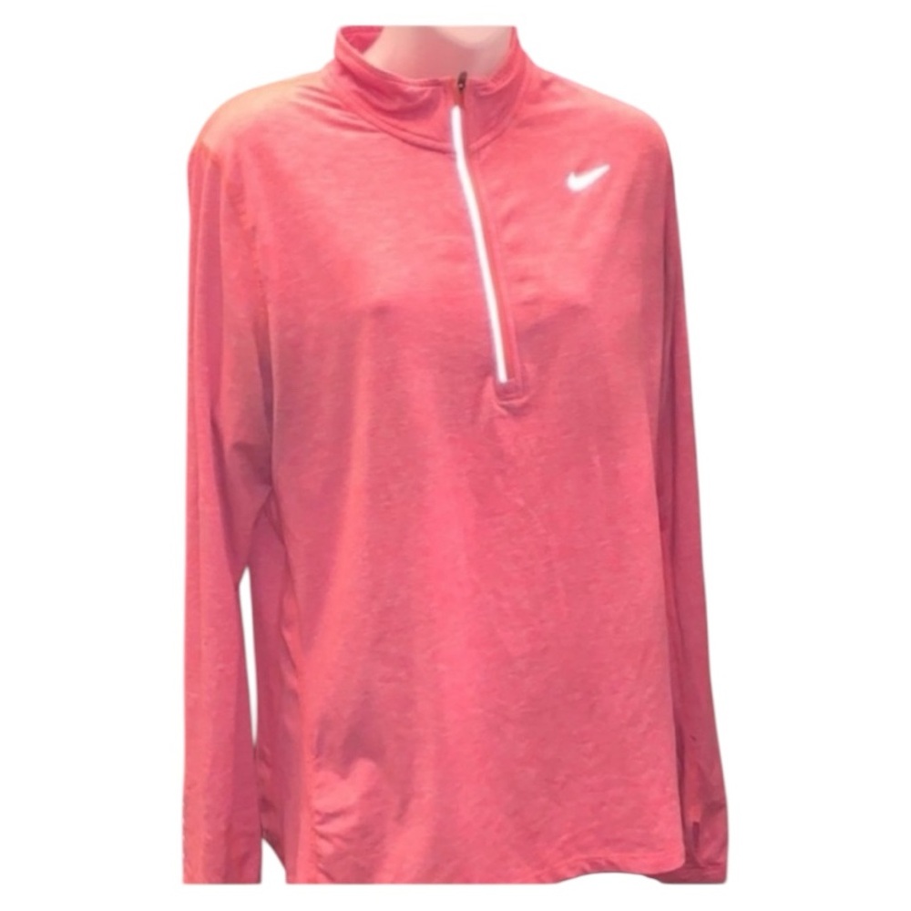 Nike Dri-FIT 1/4 Zip Running Top L Melon Orange Moisture-Wicking Pullover